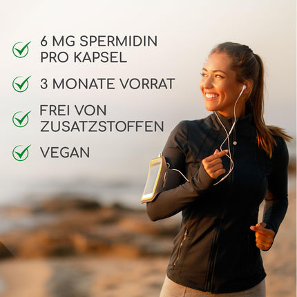 Raibu Spermidine Capsules High Dose - 6 mg Spermidine per Capsule (90 x 6 mg) - From Wheat Germ Extract, 3 Month Supply - Vegan, Natural &amp; No Additives