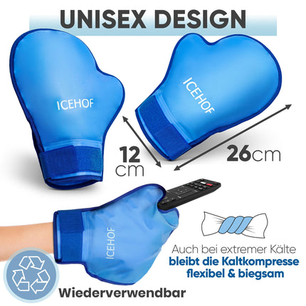 ICEHOF Cooling Gloves [2x] Soft Fabric - Cooling Gloves for Hands/Fingers - Gel Gloves Cold Gloves (Blue)