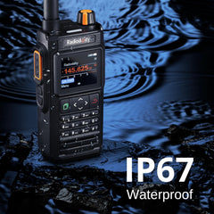 Radioddity GA-5WB IP67 Handheld Two-Way Radio, Long-Range Dual-Band Amateur Radio with APP Programming, Airband, Color Screen, GPS &amp; APRS, USB Rechargeable with 2600mAh Battery