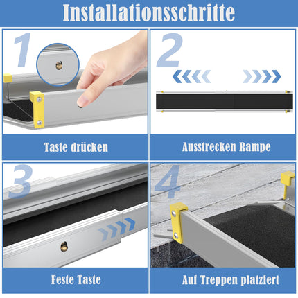 FIVMEN 2X Wheelchair Ramp Telescopic 107-183 cm Aluminum Ramp Wheelchair Load Capacity 300 kg Telescopic Ramp Loading Ramp Adjustable Portable for Wheelchairs &amp; Scooters