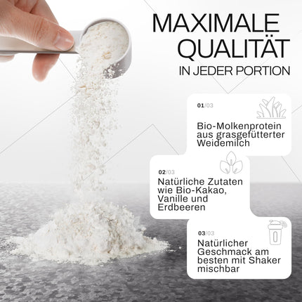 ORGAINIC Organic Vanilla Whey Protein - Certified Organic without Additives - Protein Powder from Germany - Grass-fed - 1000g