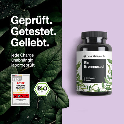 Organic Nettle – 180 Capsules – 10:1 Nettle Leaf Extract – vegan, high dosage, no unnecessary additives – produced in Germany &amp; laboratory-tested