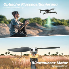 DEERC Drone with 1080P Camera for Kids, Beginners, D20S RC Drones Foldable with FPV Transmission, 2 Batteries, Long Flight Time, Brushless Motor, Altitude Hold, Optical Flow Toy Gift for Boys, C0