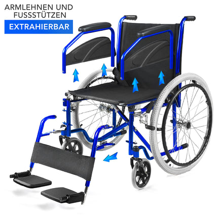 AIESI® Wheelchair Foldable lightweight self-propelled for disabled and elderly people AGILA EVOLUTION, Removable armrests and footrests, Safety belt, Inflation pump, 24-month warranty
