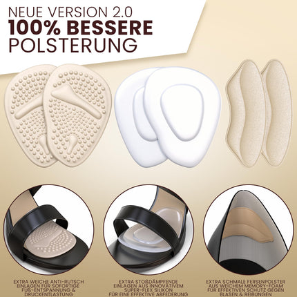 FERSENFREUND© Premium Ball of Foot Cushions for High Heels Insoles - NEW 2025 - Forefoot Cushions for Ball of Foot Protection for Sandals, High Heels, Gel Insoles, Forefoot Cushions, Anti-Slip, 12 Pieces