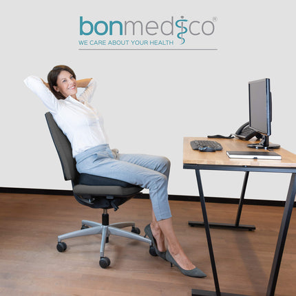 bonmedico Orthopedic Wedge Cushion for Chair &amp; Car, Ergonomic Wedge Cushion - Comfortable Seat Cover for Car and Travel - Wellness (Black)
