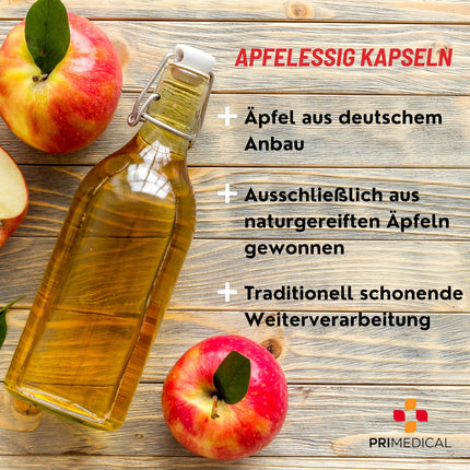 APPLE CIDER VINEGAR CAPSULES vegan with vitamin B6, vitamin B12, folic acid and biotin Primedical 1 x 60 capsules