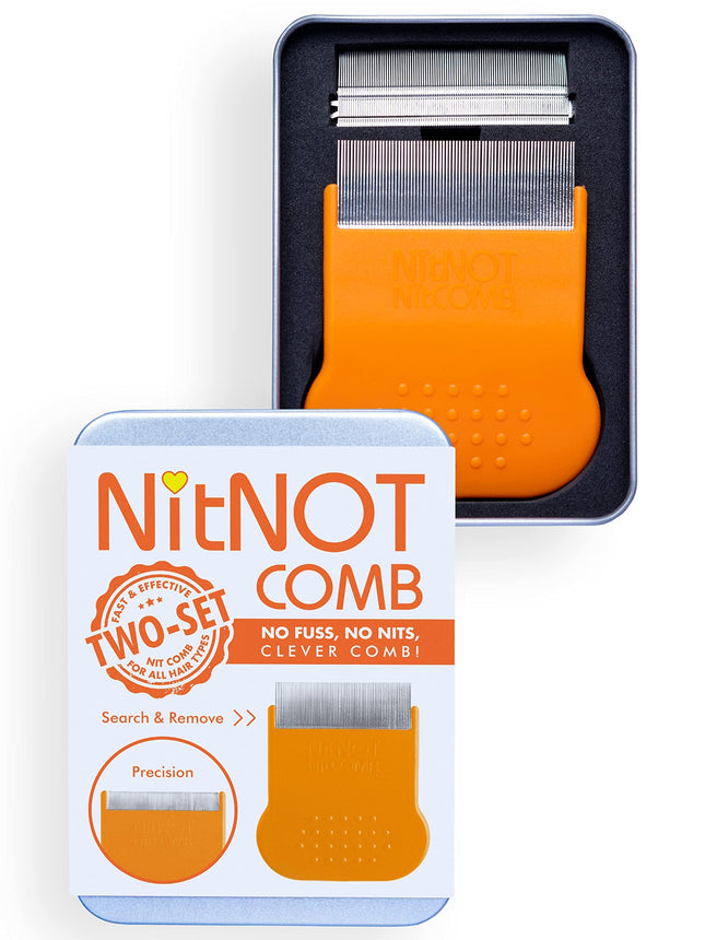 NitNOT - Lice comb for all hair types, extra fine, with 2 comb heads, against lice and nits, lice comb for children, metal lice remedy