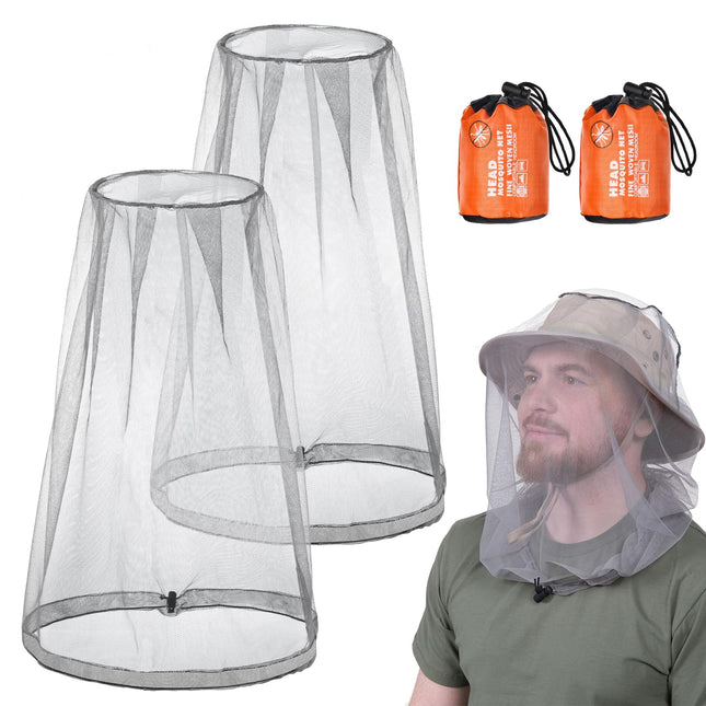 ACWOO 2PC Head Net Face Mesh Head Cover, Mosquito Head Net Face Mesh, Net Head Protection Net, Head Net Face Mesh Head Cover for Outdoor Lovers, Climbing, Fishing, Beekeeping (Gray)