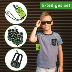 Monte Stivo® Walkie Talkie Kids | 8-piece set with compass &amp; badge | Gifts for kids, outdoor toys for boys and girls