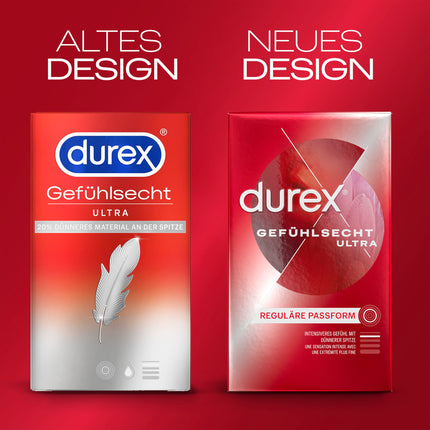 Durex Real Feel Ultra Condoms – 20% thinner condom tip, lubricated, transparent, pleasant scent – ​​10-pack (1 x 10 pieces)