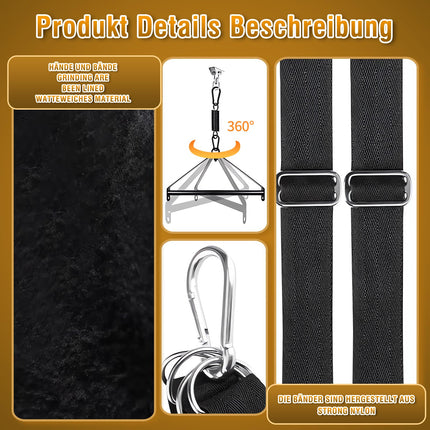 Love swing for the ceiling with leather seat - Deluxe Love Swing &amp; Bondage Restraint Set for couples - Erotic accessories, load capacity up to 360 kg