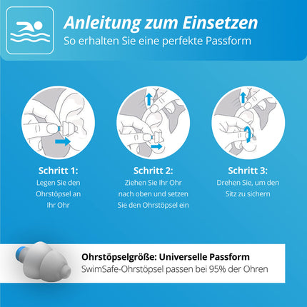 Alpine SwimSafe Earplugs - Waterproof Earplugs for Swimming, Keep Water Out - Comfortable Hypoallergenic Material - Reusable