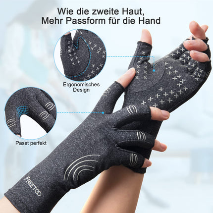 FREETOO Arthritis Gloves, Compression Gloves for Rheumatoid &amp; Osteoarthritis, Arthrosis Gloves, Fingerless Gloves Relieve Pain from Rheumatism, RSI, Carpal Tunnel, Joint Pain M