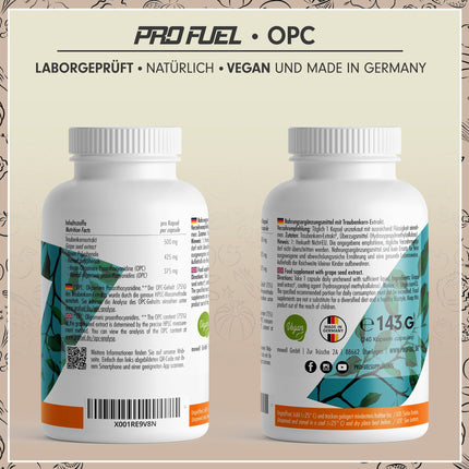 OPC grape seed extract - 240 capsules with 75% pure OPC per capsule - laboratory tested (HPLC method) with certificate: Genuine 75% OPC content - 500 mg - 100% vegan