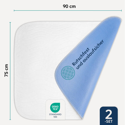 Dreamzie Washable Incontinence Pad 75 x 90 cm - Mattress Protector Absorbent and Waterproof - Incontinence Bed Pad - Set of 2