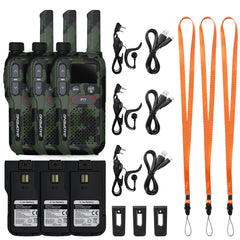 BAOFENG GT-18 Walkie Talkie PMR446 License-Free Two-Way Radio for Adults and Children, Rechargeable Walkie Talkie 1500mAh Battery, Dual PTT, 16 Channels, Scan, Flashlight for Camping and Hiking, Pack of 3