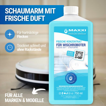 Maxxi Clean | 750ml floor cleaner with fresh scent | Suitable for all robot mops | Universal cleaner concentrate | Mopping fluid for floors, parquet, and tiles | Vacuum cleaner cleaning agent