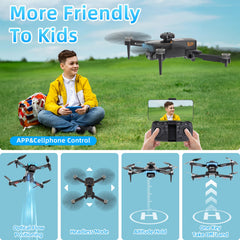 Drone with Camera for Kids Brushless Motor, 720P Drone, Drone with for Kids Beginners, Optical Flow Positioning, Obstacle Avoidance, Headless Mode, OneKey Start, 2 Batteries