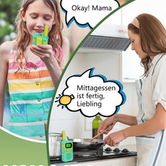Walkie Talkie for Kids - Maximum range of 3 km. Christmas and birthday gifts for boys and girls aged 3, 4, 5, 6, 7, 8. Family games for indoors and outdoors. (Green)