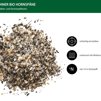 Dehner Organic Horn Shavings, high-quality fertilizer for balcony plants/garden plants, ecological universal fertilizer, natural long-term effect, 2.5 kg, approx. 25 sqm, colorful