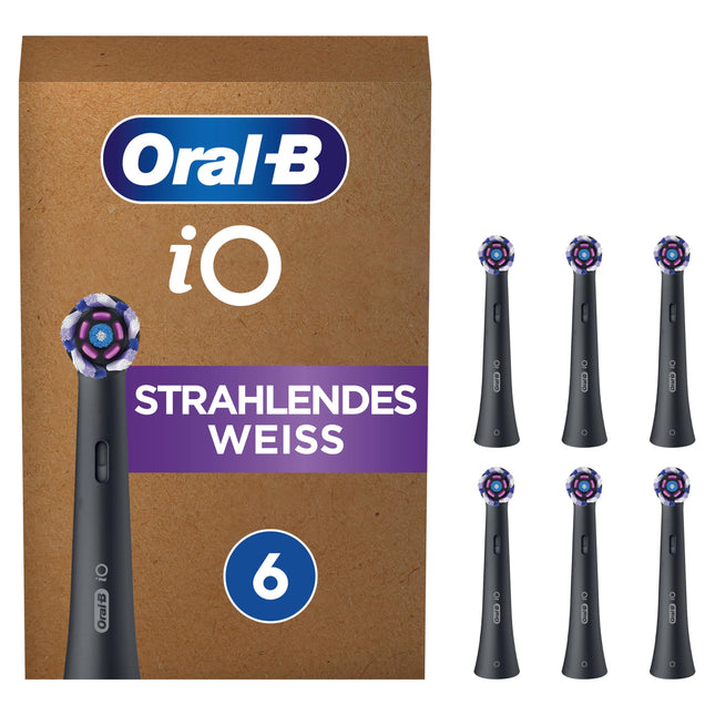 Oral-B iO Radiant White Electric Toothbrush Heads, 6 Pack, Whitening Teeth, Original Toothbrush Head for Oral-B iO Toothbrushes, Mailbox-Safe Packaging, Black