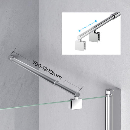 Heilmetz® Grab Bar Stabilizing Bar for Shower Screens Stabilizer for Glass Thickness 8-10 mm Shower Shower Screen Stainless Steel 70-120cm Round Grab Bar (1 Pack)