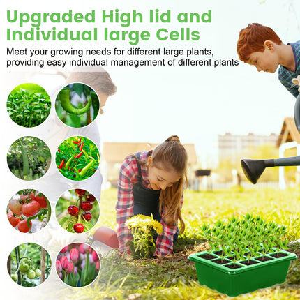 TEGOVE Indoor Greenhouse Propagator, 10 Pieces 120 Cells Mini Greenhouse Propagation Set, Thicken Reusable Propagation Set, Seedling Starter Trays with Lid Ventilation for Seedling Plant