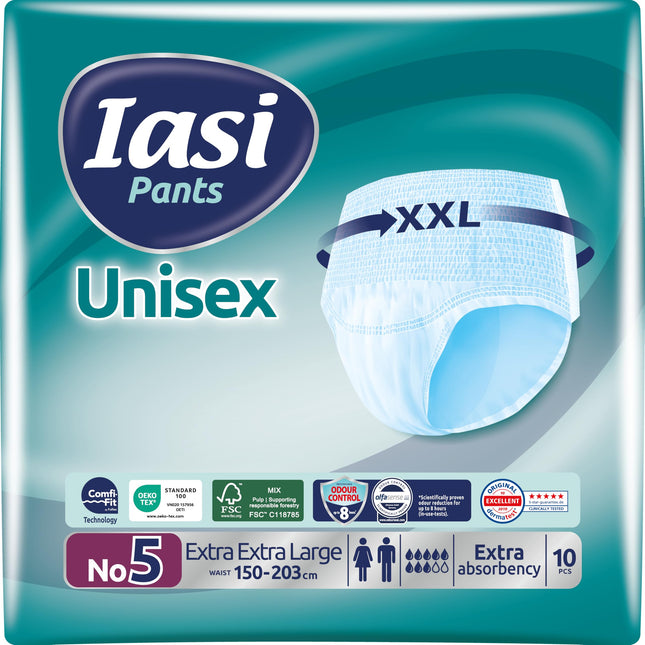 IASI Unisex High Protection Pants, 10 Disposable Pants Size XXL, EXTRA Absorbency, 10 Pieces