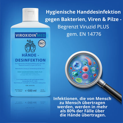 Viroxidin Med Hand Disinfectant 5l - COMPARISON WINNER - Hand disinfectant against bacteria, viruses &amp; fungi for hygienic hand disinfection - Limited Virucidal PLUS according to EN 14776