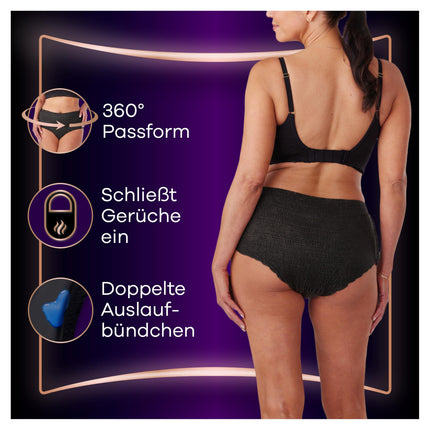 Always Discreet Boutique Incontinence Pants Size L (8 Pants), For Bladder Weakness, Absorb Odors and Moisture, Prevent Leakage, Black