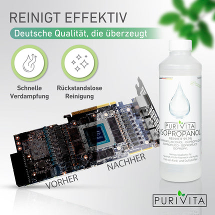 PURIVITA® Isopropanol 99.9% [500ML] - Cleaning Alcohol Isopropanol - Pure Alcohol for Household &amp; Industrial Cleaning - Isopropyl Alcohol - Disinfectant Pure Alcohol - Ethyl Alcohol