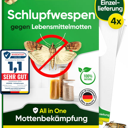 anwerk® Parasitic Wasps against Food Moths - 4 cards per 1 delivery - Effectively combat food moths - Alternative to moth traps, moth sprays, and pheromone traps (4 cards per 1 delivery)