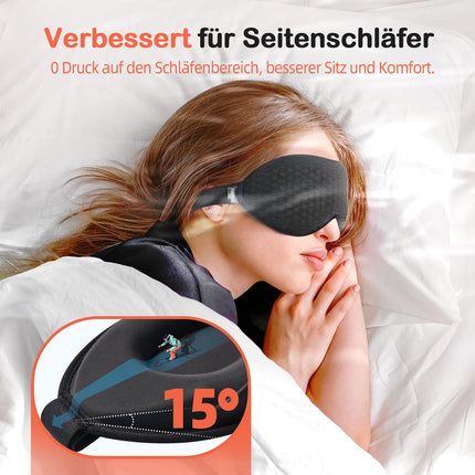 INNELO Sleep Mask for Men and Women, 2024 Comfortable Breathable 3D Eye Mask with Deep Eye Sockets and Raised Nose Pads, 100% Light-Blocking Sleep Mask with Memory Foam for Travel, Black