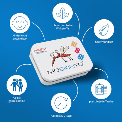 Moskinto 42 Mosquito Plasters, Mosquito Bite, Mosquitoes, Alternative to Heat Pen, for Children and Adults, Mosquitoes, Bite Healer, Itching, Family Box