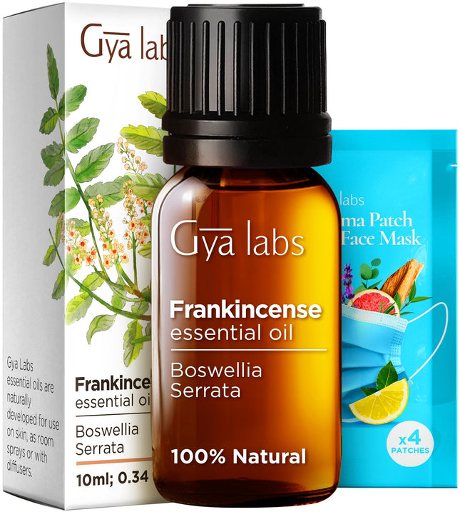 Gya Labs Frankincense Essential Oil for Skin - 100% Pure Natural Frankincense Oil for Face, Hair, Diffusion, DIY - Woody, Earthy Scent (10 ml)
