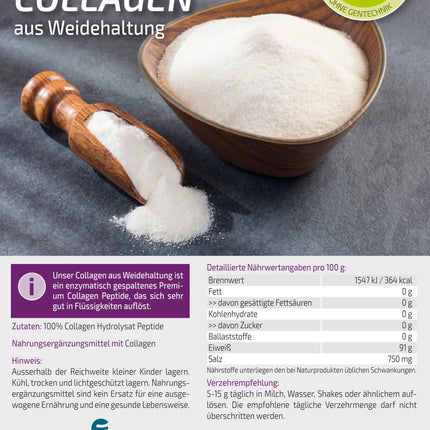 Vita2You Collagen Powder 1kg - Bioactive Collagen - 100% Solugel® - from grass-fed farming - Hydrolysate Peptides Type 1 and 3 - Protein - 1000g - Premium Quality