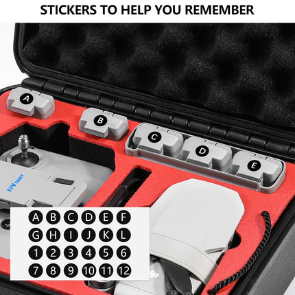 FPVtosky 8-in-1 Accessory Kit for DJI Mini 4K/Mini 2/Mini 2 SE Drone: Double-layered carrying case, tablet mount, RC-N1 strap, landing gear, propeller holder, 2 control sticks, 2 data cables, digital sticker