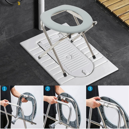AIRM Health Foldable Commode Chair – Comfort Toilet Seat with Bucket and Lid – Toilet Aid for Seniors, Pregnant Women, Nursing &amp; Rehabilitation – Foldable Care Toilet for Home