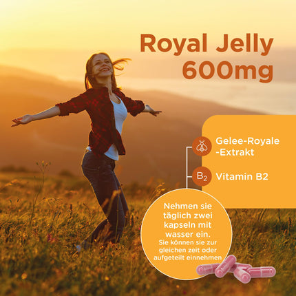 Healthspan Royal Jelly 600 mg | Reduces tiredness and fatigue | Nutritious nectar | Added vitamin B2 | Contains at least 6% HDA | Vegetarian | 90 Capsules