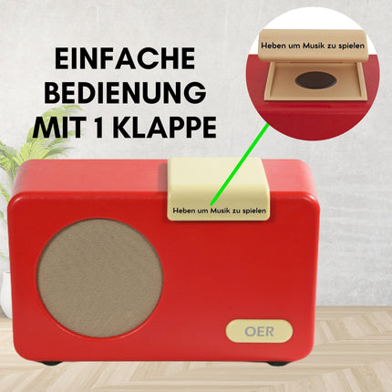 OER Music Player, Music Box for Dementia Patients, Senior Radio with Easy Operation, Especially for Seniors with Alzheimer's, Gift for People with Dementia, Dementia Aid (Red)