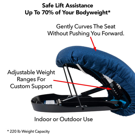 Performance Health Uplift Seat Assist Cushion, Waterproof and Water Resistant Cover, Memory Foam Cushion Self Lifting Chair with Build-in Carry Handles, 35-105kg Support