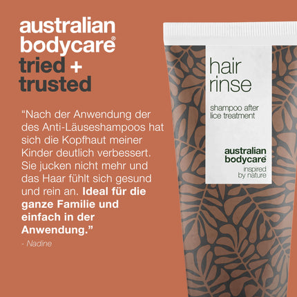 Head lice shampoo 200ml from Australian Bodycare – With 100% natural tea tree oil, for the whole family after head lice treatment