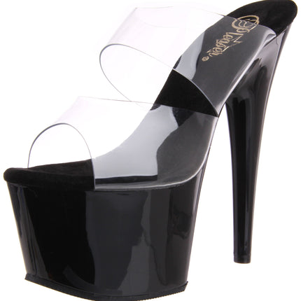 Pleaser ADO702/C/B ADORE-702, women's platform sandals, transparent (transparent-clear), 42 EU