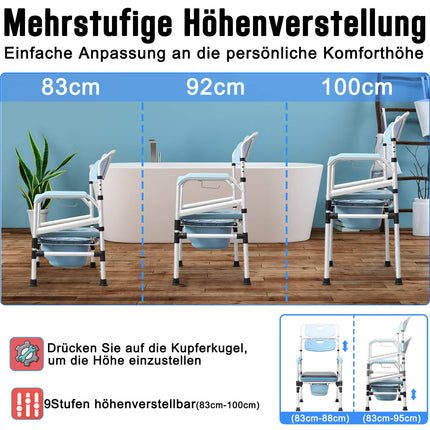 ACXIN Height Adjustable Commode Chair, Non-Slip Commode Chair, Bedside Table, Shower Chair with Armrest and Toilet, High-Quality Bath Chair