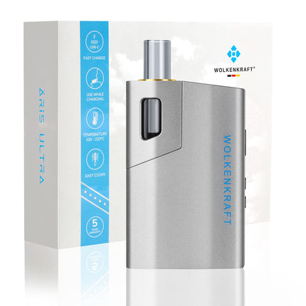 WOLKENKRAFT ÄRiS ULTRA Premium Vaporizer - USB-C | Titanium Chamber | Temperature 100-220 °C | Operating Timer 3-7 Min. | ECA Convection Technology *Gun Metal*