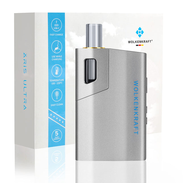 WOLKENKRAFT ÄRiS ULTRA Premium Vaporizer - USB-C | Titanium Chamber | Temperature 100-220 °C | Operating Timer 3-7 Min. | ECA Convection Technology *Gun Metal*