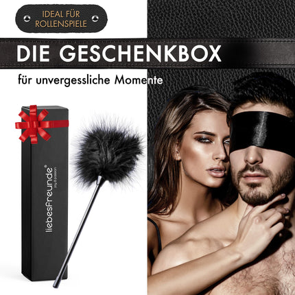 Liebesfreunde® Feather tickler for sensual sex games - Small sex feather tuft for stroking and pampering | Bondage accessories, BDSM sex toys for couples