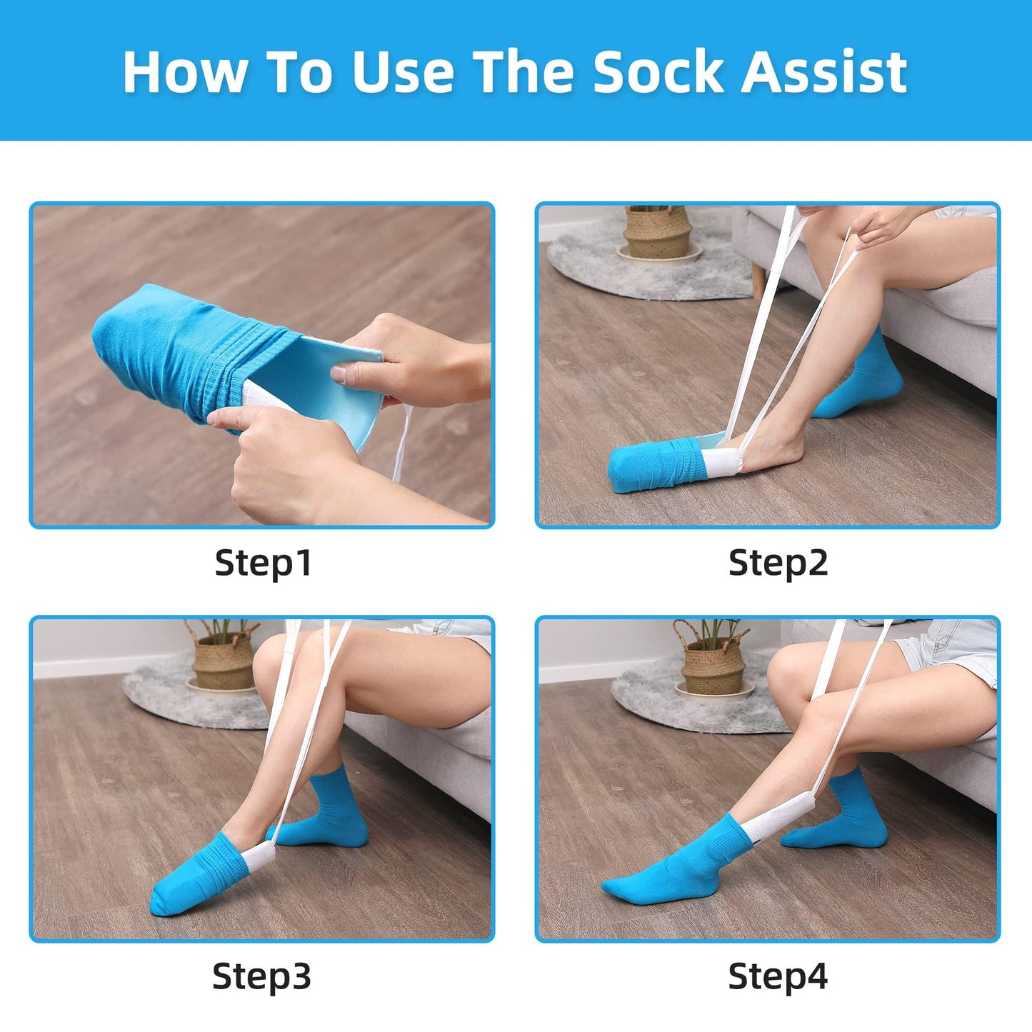 2 pieces of sock and trouser aid, dressing aid for elderly and disabled pregnant women (sock aid*1, trouser aid*1)