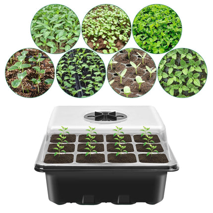 2 pieces indoor greenhouse cultivation, mini greenhouse cultivation set, cultivation tray with lid, plastic cultivation trays with 3 small garden tools, 12 holes, ideal for seed germination and plant growth